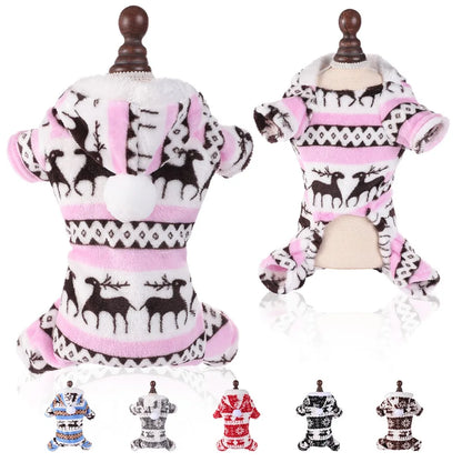 Dog Christmas Jumpsuits Winter Soft
