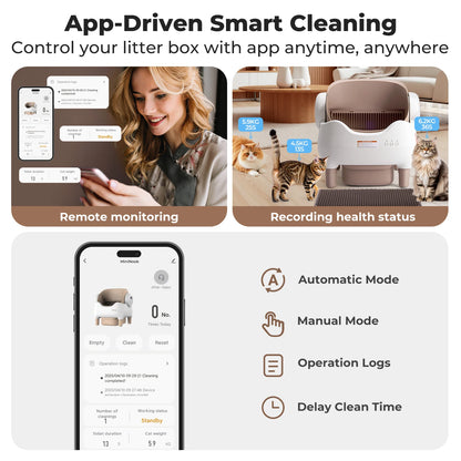Self-Cleaning Litter Box, Automatic Cat Litter Box with App Control