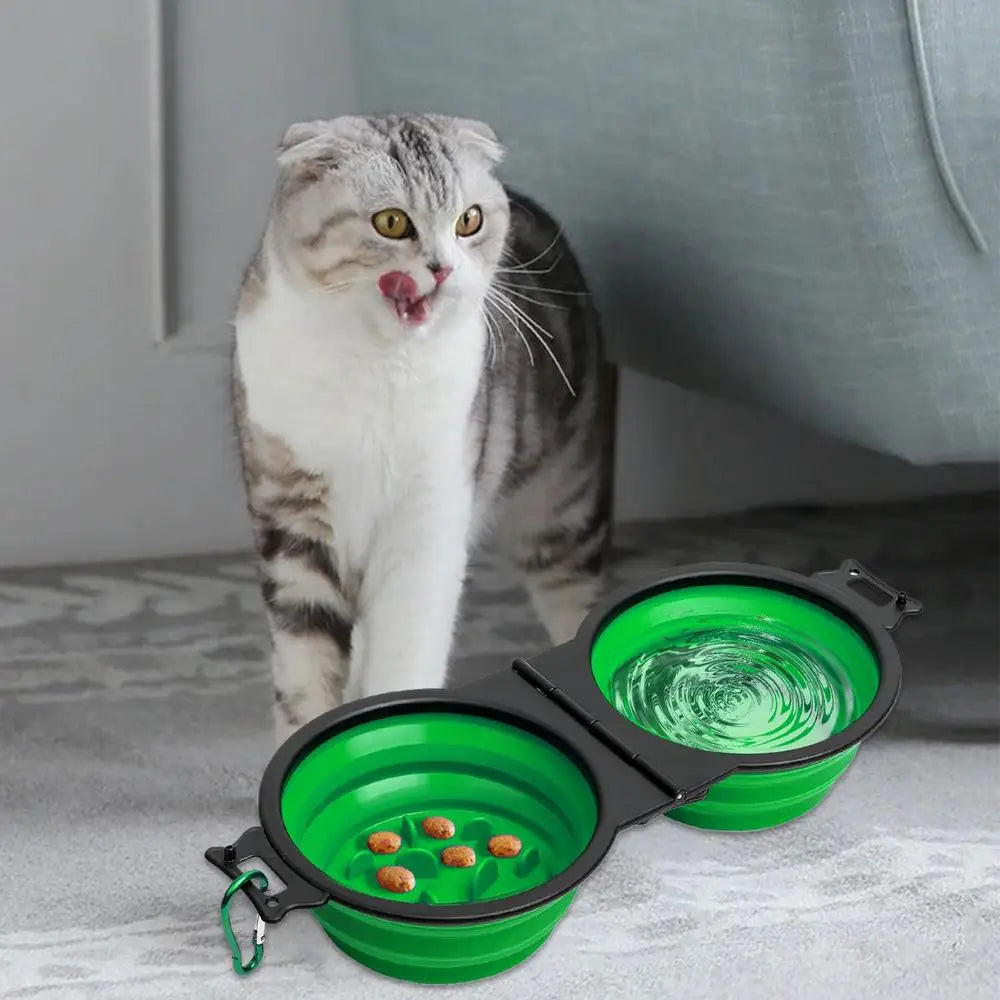 Foldable Double Dog Bowl Travel