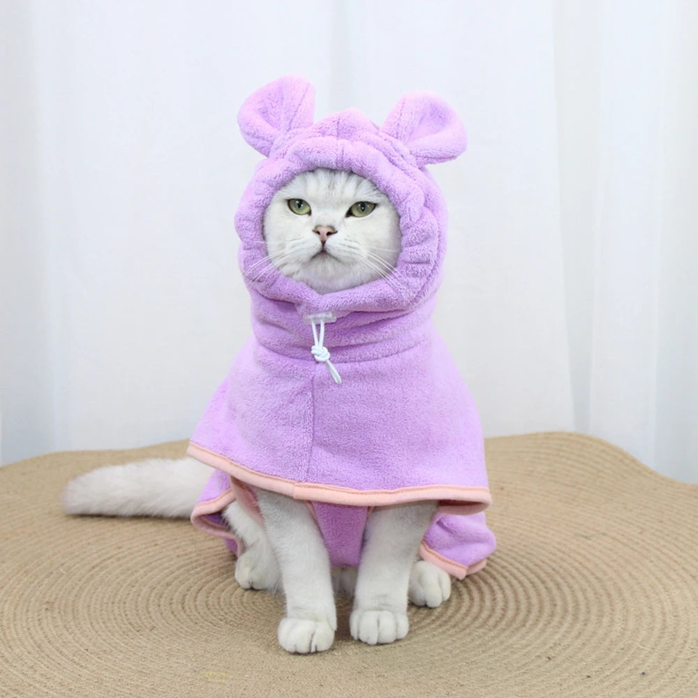 Cute Dog Bathrobe Pet Drying Coat Clothes Microfiber Absorbe