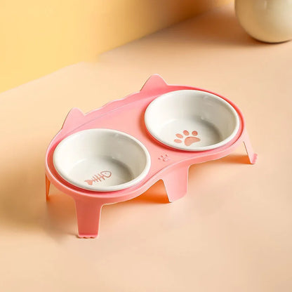 Double Cat Bowl with Stand