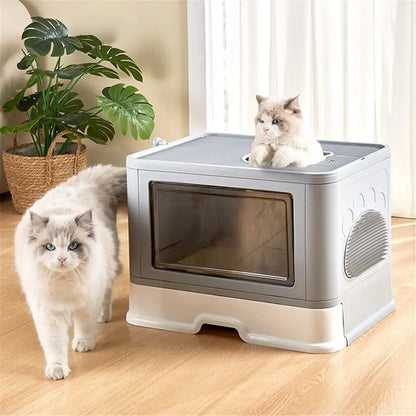Foldable Cat Litter Box - Front Entry & Top Exit