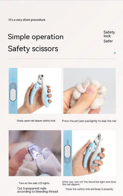 Pet nail clippers with LED light