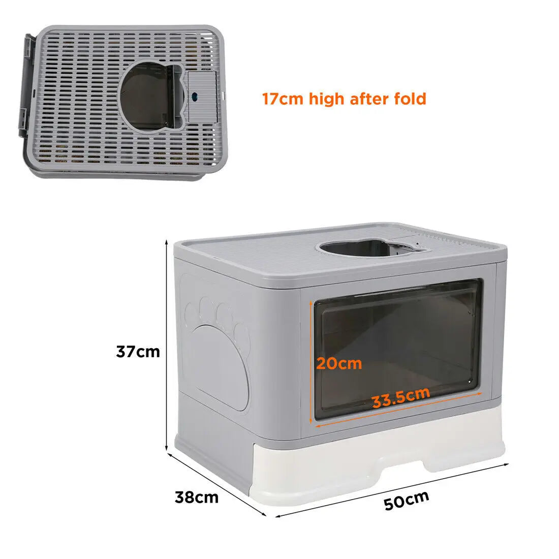 Foldable Cat Litter Box - Front Entry & Top Exit