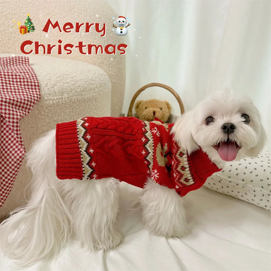 Dog Winter Clothes Pet Christmas Red Sweaters Sleeveless Gin