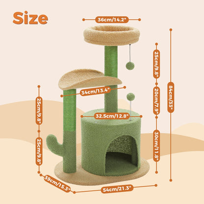 Flower Cat Tree for with Scratching Post, Soft Condo, Plush Perches, and Fluffy Balls