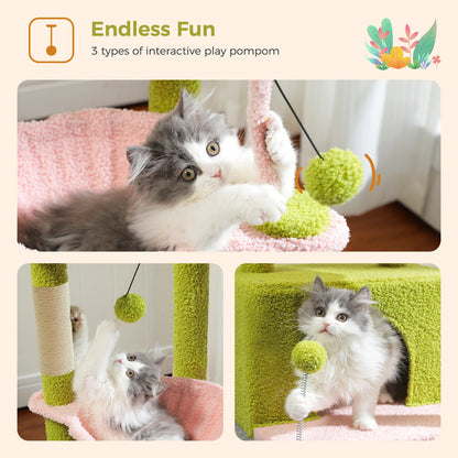 Cactus Cat Tree with Large Condo, Scratching Post, Deep Hammock, and Cozy Top Perch